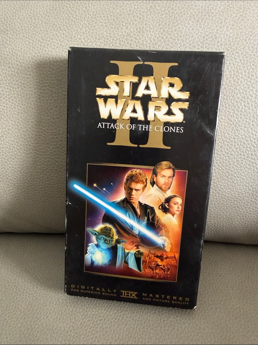 Star Wars Attack of the Clones VHS with Gold & Black Artwork